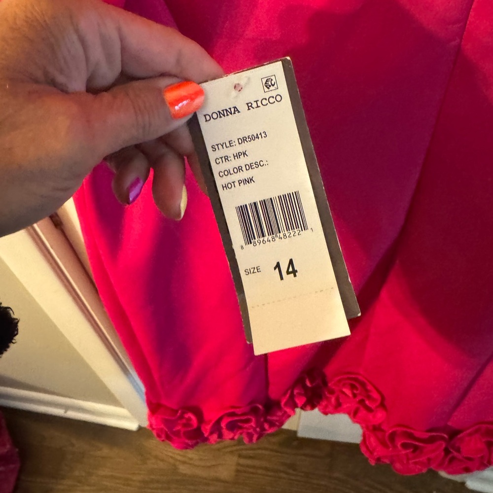 Donna Ricco Fuchsia Ruffle Hem Mini Dress - Picture 3 of 4